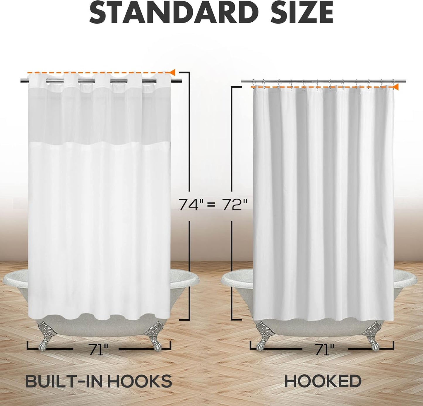 No Hook Shower Curtain
