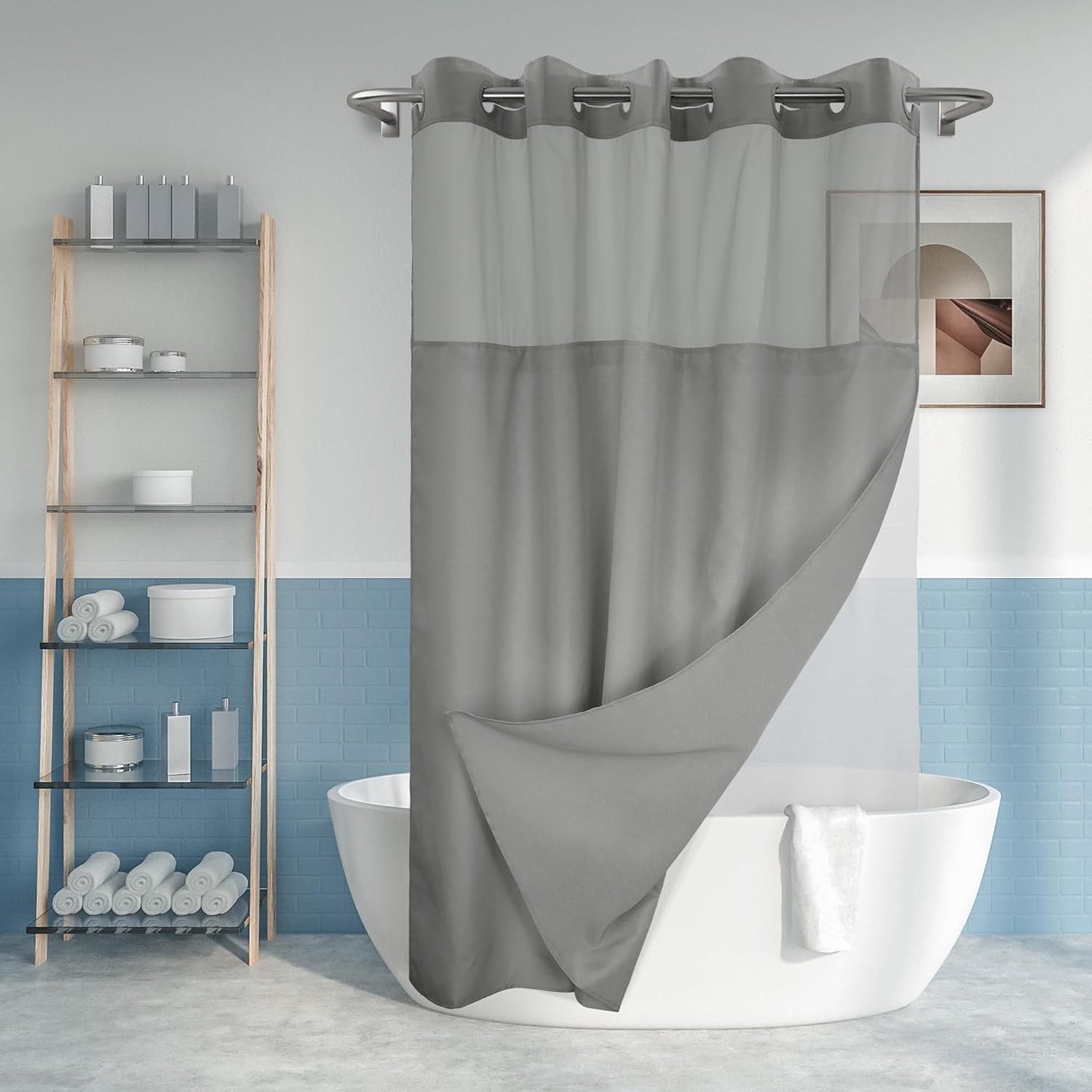 No Hook Shower Curtain